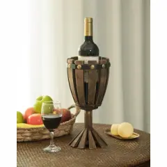 Vintiquewise Wooden Wine Goblet Shaped Vintage Decorative Single Bottle Wine Holder