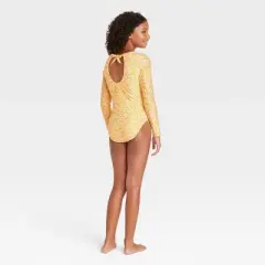  Girls' Ditsy Meadow Rash Guard One Piece Swimsuit - art class&trade; Yellow