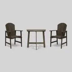 3pc Oso Acacia Wood Half-Round Patio Bistro Set Gray - Christopher Knight Home