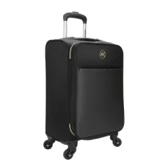 Anne Klein Black 20" Pebble PU Softside Whipstitch Adult Rolling Luggage