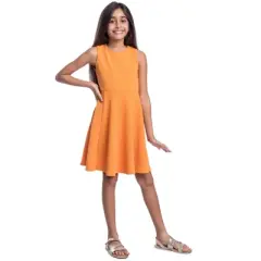 24seven Comfort Apparel Girls Sleeveless Knee Length Fit and Flare Dress