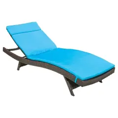 Salem Brown Wicker Adjustable Chaise Lounge - Blue - Christopher Knight Home: UV & Weather-Resistant, Iron Frame, No Assembly Required