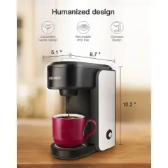 EZBASICS Single Serve Coffee Maker, Mini Coffee Brewer for Single Cup Capsule & Ground Coffee, Black, Single Cup Coffee Maker