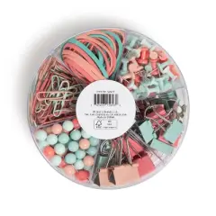 U Brands 470pc Round Office Accessory Set Coral