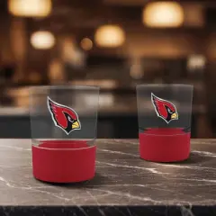 NFL Arizona Cardinals 14oz Rocks Glass Set with Silicone Grip - 2pc