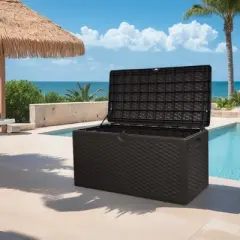 80 Gallon Resin Deck Box, Weatherproof Storage Box for Home, Patio, Kitchen, Balcony