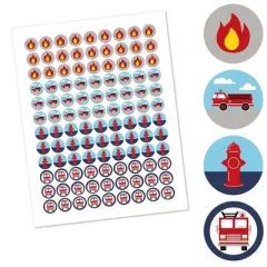 Big Dot of Happiness Fired Up Fire Truck - Firefighter Firetruck Party Round Candy Sticker Favors - Labels Fits Chocolate Candy (1 sheet of 108)