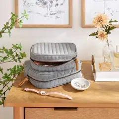 2pc Stitched Cosmetic Bag Set Gray - Hearth & Hand&trade; with Magnolia