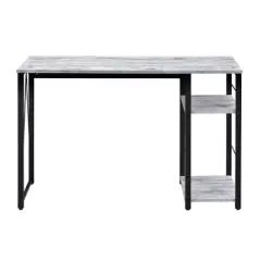 GlasFlength Desks Metal Frame Rustic Computer Desk Gaming Desk Home Office Desk Simple Design for Small Spaces, Gray, 47.5"*19.5"*28.5"