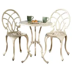 Anacapa 3pc Cast Aluminum Patio Bistro Set - Sand - Christopher Knight Home