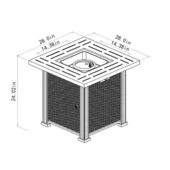 Racxily 28" Propane Gas Fire Pit Table, 50000 BTU Square Steel Fire Pit for Outside Patio Deck Garden Backyard-Black