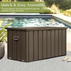 Gulches 200 Gallon Outdoor Storage Deck Box Waterproof, Large Patio Storage Bin for Outside Cushions, Throw Pillows, Garden Tools, Lockable,Dark Brown