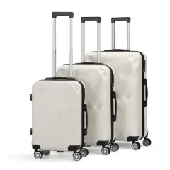 Oumilen 3 Piece Hardside Spinner Luggage Sets with TSA Lock, White
