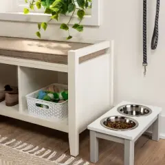 Traditional Short Elevated Dual Tone Dog Bowl with Sour Cream Top - Off-White - Boots & Barkley&trade;