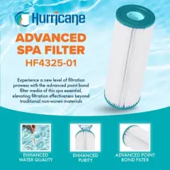 Hurricane Filters Advanced Spa Filter Cartridge Replacement Compatible for Unicel C-4325, PA225, Filbur FC-1220, Hayward MicroStar-Clear C225