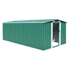 vidaXL Garden Shed Storage House for Tools Backyard Garage Patio Furniture Metal - Green 101.2" x 192.5" x 71.3"