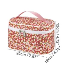 Unique Bargains Portable Peony Travel Cosmetic Bag Red 1 Pc