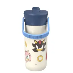 Zak Designs 14oz Sonic Stainless Steel Vacuum Harmony Straw Water Bottle Off- White