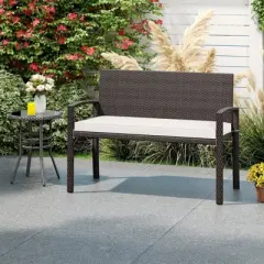 Tangkula 2-Person Patio Loveseat w/ Removable Seat Cushion Metal Frame Backrest