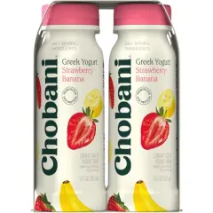 Chobani Low-Fat Greek Yogurt Drink Strawberry Banana - 28 fl oz/4ct