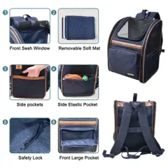 GOOPAWS Pet Carrier Backpack for Dogs and Cats, Collapsible with Breathable Mesh Dog Backpack, for Pets Up to 25 Lbs