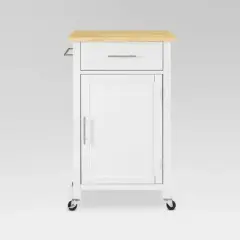 Savannah Wood Top Compact Kitchen Island Cart White/Natural - Crosley