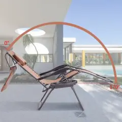 Costway Folding Recliner Zero Gravity Lounge Chair W/ Shade Canopy Cup Holder Brown