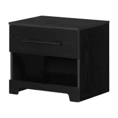 South Shore Primo Nightstand with Drawer Black Oak