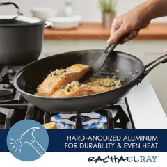 Rachael Ray Cook + Create Hard Anodized Nonstick Frying Pan/Skillet, 12.5 Inch - Black