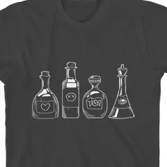 Kids Halloween Apothecary Bottles Youth Charcoal Short Sleeve Crew Neck Tee