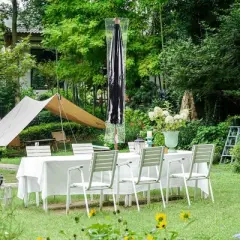 Yescom Patio Umbrella Protective Cover Bag Clear PVC w/ Zipper for 8 Ft Outdoor Canopy White