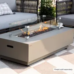 Sol Living Fire Pit Table Tempered Glass Heavy Duty Firepit Accessory Wind Screen, Clear