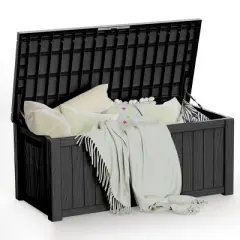 120 Gallon Resin Deck Box, Lockable Waterproof Ourdoor Storage Container for Pool Accessories, Patio and Garden Tools