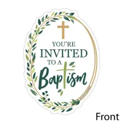 Big Dot of Happiness Baptism Elegant Cross - Shaped Fill-in Invitations - Religious Party Invitation Cards with Envelopes - Set of 12