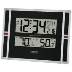 La Crosse Technology&reg; Indoor/Outdoor Thermometer & Atomic Clock in Black