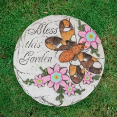 Northlight 10" Bless this Garden Outdoor Floral Garden Stone