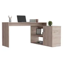 NicBex L-Shaped Desk with 2 Shelves,Computer Desks with Cabinet,Office Desk with Storage,Modern Gaming Desk for Home Office