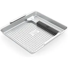 Yukon Glory Wide Grill Basket Set With Clip-On Handle, Perfect For Grilling Fish, Veggies and Meats