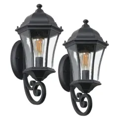 GDFStudio Carllyle Outdoor Vintage Aluminum and Glass Wall-Mounted Lantern Light(Set of 2)