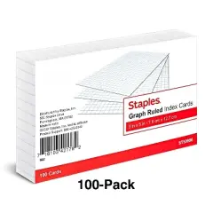 Staples 3" x 5" Graph Ruled White Index Cards 100/Pack TR50996