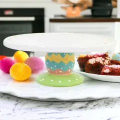 Johanna Parker 3.25 In Dottie Dessert Stand Easter Seasonal Tabletop , Easter Polka Dots (1PC)