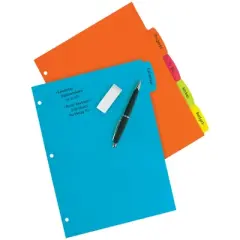 Avery Big Tab Write & Erase Durable Plastic Dividers, 5-Tab Set, Multicolor Brights, 3 Sets (21212)