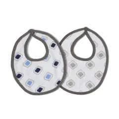 Bacati - Moroccan Tiles Blue/Gray Muslin 4 pc set of Bibs & Burp Cloths Set