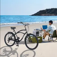 Gulches 26-Inch Beach Cruiser Bicycles - 7 Speed, Black for Leisure and Commute