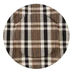 Saro Lifestyle Plaid Woven Water Hyacinth Charger, 13" &Oslash; Round, Natural (Set of 4)