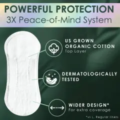 L. Organic Cotton Top Layer Ultra Thin Liners - Extra Coverage Absorbency - 80ct