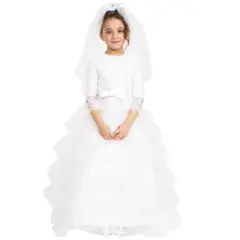 Dress Up America Bridal Gown Costume for Toddler Girls - Bride Dress Up Set