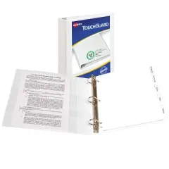Avery TouchGuard Protection View 3 Ring Binder, Clear View Cover, 1.5" Slant Rings, 1 White Binder (17142)