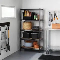 36"x72"x18" 5 Tier Heavy Duty Boltless Steel Shelving unit - Brightroom&trade;: Universal Storage, Garage Shelves, Black