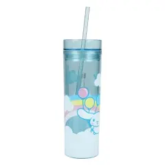 Cinnamoroll Balloon Ride 16 Oz Transparent Blue Slim Acrylic Travel Cup With Straw
